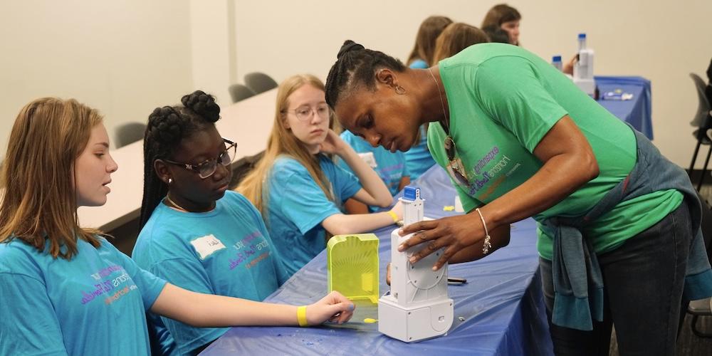 Students working at STEM workshop