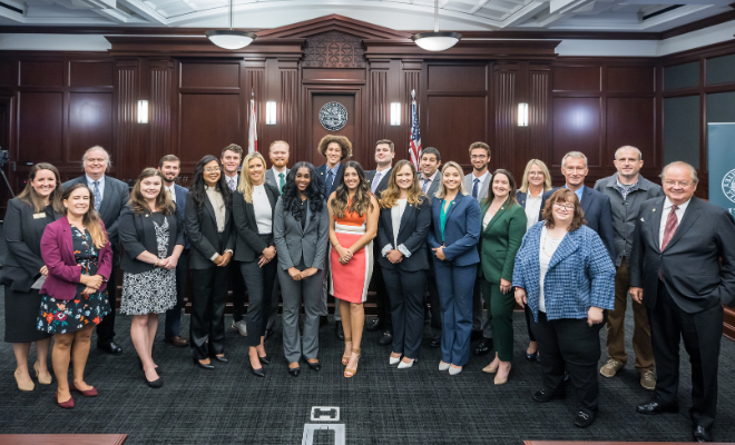 The College of Law Inaugural Class with faculty and staff, during the inaugural convocation at the Duval County Courthouse.