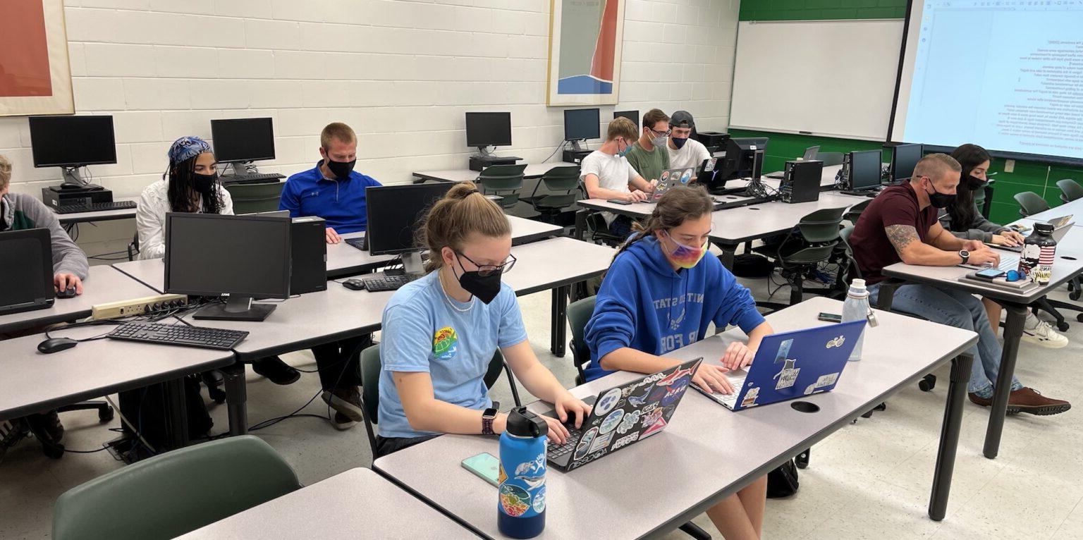 students on computers