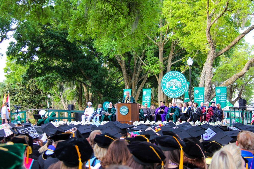 President Tim Cost '81 addresses graduates during the morning graduation ceremony