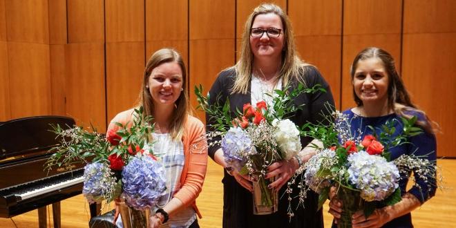 From left to right: JU Women of the Year Leticia Fontes-Ferraz, Bambi Brundage, Hannah Wilcox